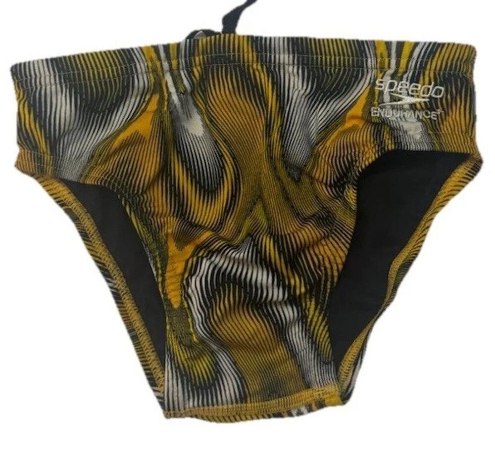 Speedo Endurance+ Men’s Swim Brief Size 26 Team Gold Black NWT